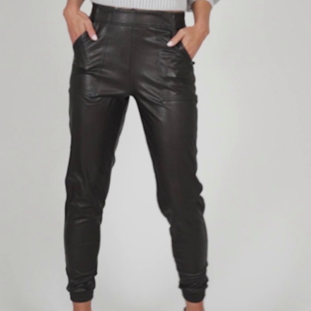 Spanx faux leather joggers.